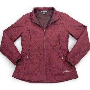 Eddie Bauer Quilted Light Weight Riding Burgundy Red Puffer Jacket Women's Small